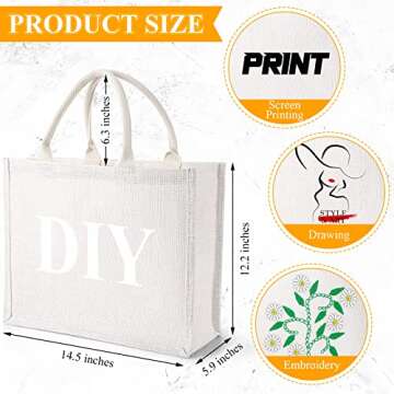 10 Pieces White Burlap Bags Jute Tote Gift Bags Reusable Bachelorette Party Favors Bags with Handles...