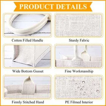 10 Pieces White Burlap Bags Jute Tote Gift Bags Reusable Bachelorette Party Favors Bags with Handles Burlap Tote Beach Bag for Party Favor Shopping Travel Wedding DIY Craft, 15.4 x 5.9 x 12.2 Inch