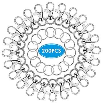 Key Chain Swivel Hooks, Anezus 200pcs Keychain Hardware Metal Swivel Snap Hook Lanyard Clips Hooks w...