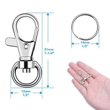 Anezus 200pcs Key Chain Swivel Hooks for Crafts