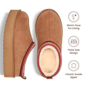 ZEXSAFETY Platform Slippers for Women Snow Winter Womens Slippers Fluffy House Slippers for Indoor a...