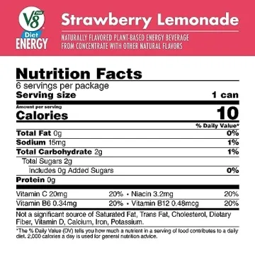 V8 +Energy Diet Strawberry Lemonade Juice - 6 Pack