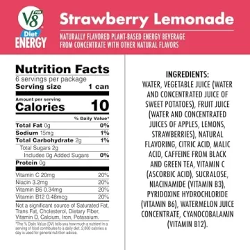 V8 +Energy Diet Strawberry Lemonade Juice - 6 Pack