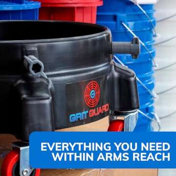 GRIT GUARD Bucket Dolly - Rolling Detailing Cart with Wheels