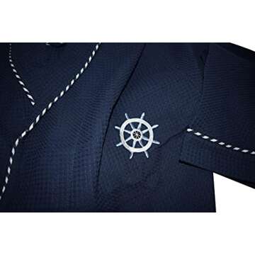 Classic Turkish Towels Unisex Luxury Nautical Waffle Robe - Soft 100% Turkish Cotton Spa Bathrobe
