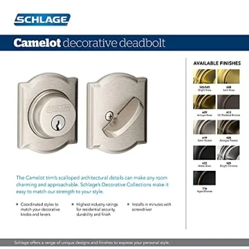 Stylish Schlage B60CAM622 Deadbolt for Ultimate Security