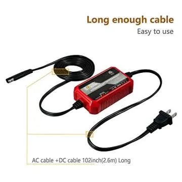 Foval 12V Smart Battery Charger 1000mA Trickle Charger