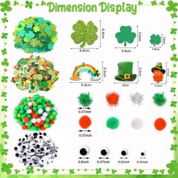 JULBEAR St. Patrick's Day Foam Stickers Crafts for Kids, 790Pcs Foam Shamrock Craft Kit with Shamroc...