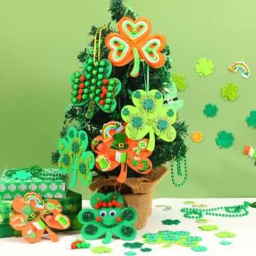 JULBEAR St. Patrick's Day Foam Stickers Crafts for Kids, 790Pcs Foam Shamrock Craft Kit with Shamrock Self-Adhesive Glitter Stickers for Saint Patricks Party Favors Classroom Activity Decorations