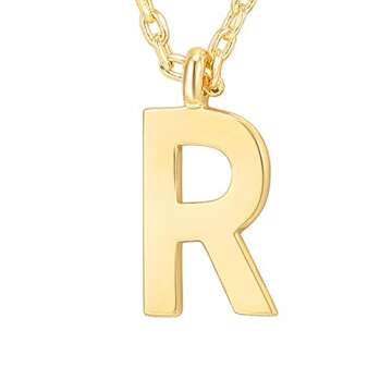 PAVOI 14K Yellow Gold Plated Initial Necklace | Letter Necklaces for Women | R Initial