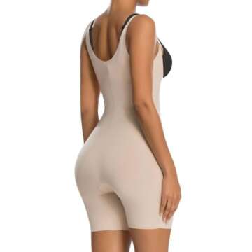 SHAPERX Shapewear for Women Tummy Control Open Bust Thigh Slimmer Body Shaper, SZ2490293-Beige-M