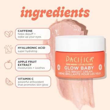 Pacifica Eye Cream for Women - Glow Baby Brightening Eye Cream Eye Cream - Dark Circles Caffeine Und...