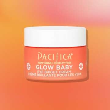 Pacifica Eye Cream for Women - Glow Baby Brightening Eye Cream Eye Cream - Dark Circles Caffeine Under Eye Treatment w/ Vitamin C, Caffeine, Hyaluronic Acid Vegan Cruelty-Free Dermatologist Tested