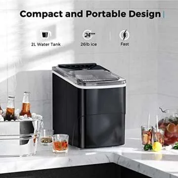 Ice Makers Countertop - Self-Cleaning Portable Electric Ice Maker for Home Bar Camping RV (Black)