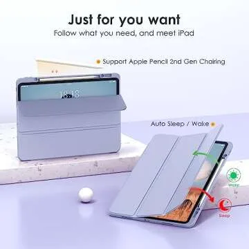 DTTOCASE for iPad Pro 12.9 Case 6th/5th/4th/3rd Generation 2022/2021/2020/2018,Clear Back Cover[Built-in Pencil Holder,Auto Sleep/Wake,Camera Protection] for 12.9-inch iPad Pro-Blue Purple