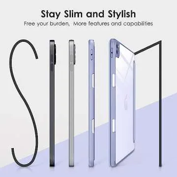 DTTOCASE for iPad Pro 12.9 Case 6th/5th/4th/3rd Generation 2022/2021/2020/2018,Clear Back Cover[Built-in Pencil Holder,Auto Sleep/Wake,Camera Protection] for 12.9-inch iPad Pro-Blue Purple