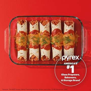Pyrex Basics 2-Qt Glass Baking Dish with Lid, Tempered Glass Baking Dish with Large Handles, Non-Tox...