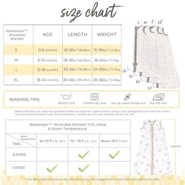 Burt's Bees Baby Beekeeper Wearable Blanket, Organic Cotton Swaddle 0.5 or 1.5 TOG, Newborn Essentia...