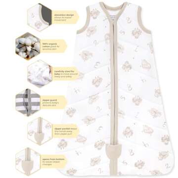 Burt's Bees Baby Beekeeper Wearable Blanket, Organic Cotton Swaddle 0.5 or 1.5 TOG, Newborn Essentials Shower Gift