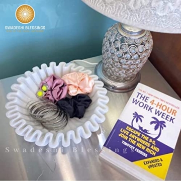 Elegant SWADESHI BLESSINGS Handcrafted Marble Ruffle Bowl