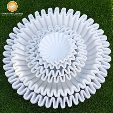 Elegant SWADESHI BLESSINGS Handcrafted Marble Ruffle Bowl