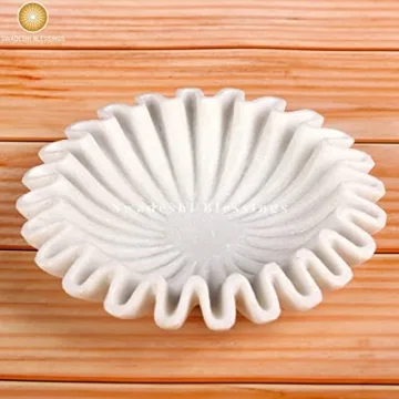 Elegant SWADESHI BLESSINGS Handcrafted Marble Ruffle Bowl