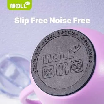 Mollcity Kids Tumbler with Handle 12 oz Stainless Steel Double Wall Vacuum Insulated Cup with Lids and Straws-Reusable Metal Tumbler for Girls (Purple Pink)