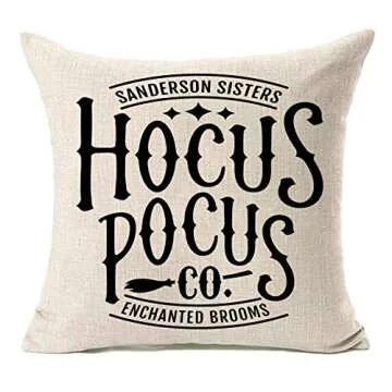 PSDWETS Halloween Decor Pillow Covers 18x18 Set of 4 Halloween Decorations Hocus Pocus Farmhouse Saying Fall Pillow Covers Decorative Cushion Cases for Couch Sofa