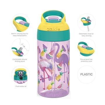 Zak Designs 16oz Kids Water Bottle Set - Fun and Durable