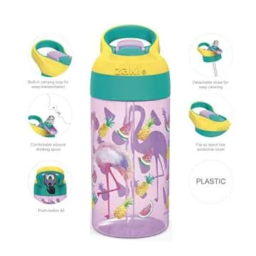 Zak Designs 16oz Kids Water Bottle Set - Fun and Durable