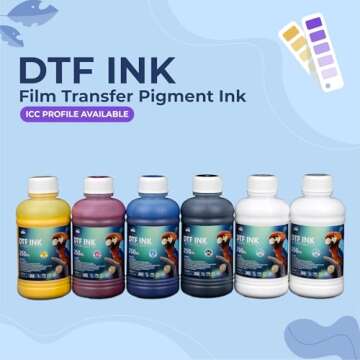 Enlite DTF Ink 250ML Combo Pack, Premium Pigment Ink for PET Film Heat Transfer Printing, Refill for...
