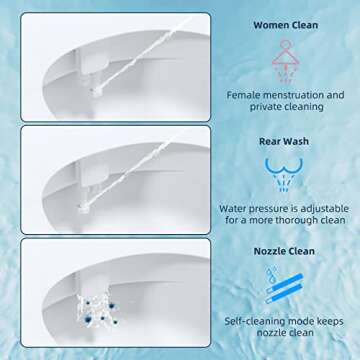 Hibbent Toilet Seat Bidet with Self Cleaning Dual Nozzle, Hot and Cold Water Spray Non-Electric Mech...