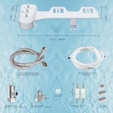 Hibbent Toilet Bidet with Self Cleaning Dual Nozzle