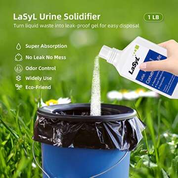 LaSyL Super Absorbent Powder - 50 Uses, Solidify Liquid Waste Quickly - Ideal for Camping, Travel