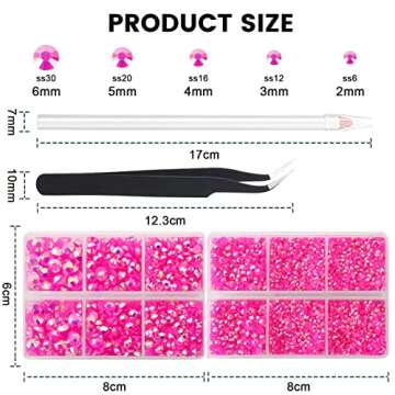 AUREHEN 10000PCs Multi-Size Jelly Rose AB Rhinestones