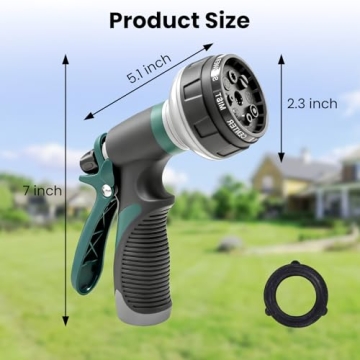 AYURA Garden Hose Nozzle, Water Hose Sprayer Nozzle with 8 Adjustable Spray Patterns, ABS Spray Nozz...