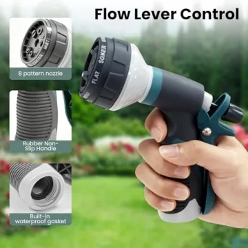 Versatile AYURA Garden Hose Nozzle with 8 Spray Patterns