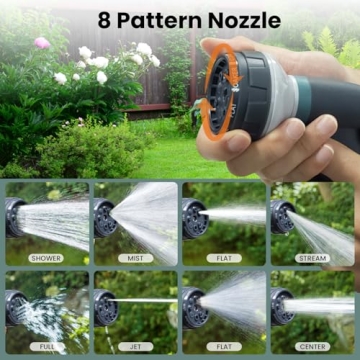 Versatile AYURA Garden Hose Nozzle with 8 Spray Patterns