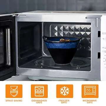 Farielyn-X Porcelain Ramen Bowls Set of 2(8 pcs), 28 Ounce Japanese Ramen Udon Noodle Miso Bowl with Chopsticks & Spoons & Dipping Dishes, Unique Reactive Glaze Bowl, Dishwasher & Microwave Safe