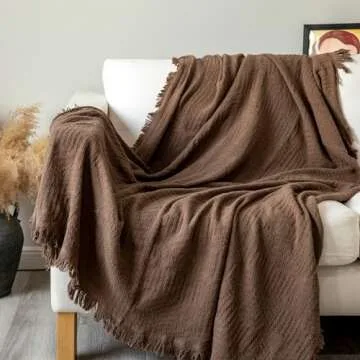 GLORY SEASON 100% Cotton Throw Blanket with Fringe Tassels