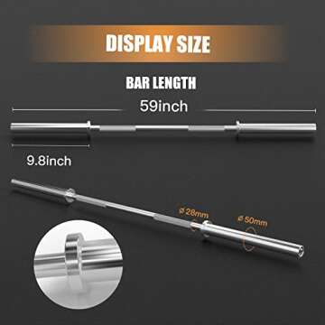 Elevens Olympic Barbell Weight Bar for Weightlifting, Bench Press Bar 7ft/6ft/5ft for Strength Training, Rated 700lbs/500lbs/400lbs Weight Capacity