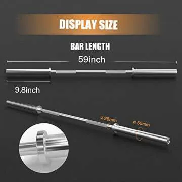 Elevens Olympic Barbell Weight Bar for Weightlifting, Bench Press Bar 7ft/6ft/5ft for Strength Training, Rated 700lbs/500lbs/400lbs Weight Capacity