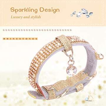 PetsHome Cat Collar, Dog Collar, [Bling Rhinestones] Premium PU Leather with Pendant Adjustable Coll...