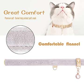 PetsHome Cat Collar, Dog Collar, [Bling Rhinestones] Premium PU Leather with Pendant Adjustable Collars for Cat and Small Dog Extra Small Gold