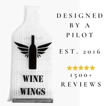 WINE WINGS - UPGRADED 4 Pack [8 pcs] Reusable Wine Bags for Travel, Leakproof Wine Bottle Protector Sleeves Carrier, Suitcase Airplane Cruise Car, Alcohol Liquor Case
