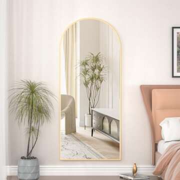 CASSILANDO Full Length Mirror 65" × 24", Floor Mirror,Standing Mirror, Against Wall for Bedroom,Dressing and Wall-Mounted Thin Frame Mirror… (Large Mirror-Gold, 65 x 24)