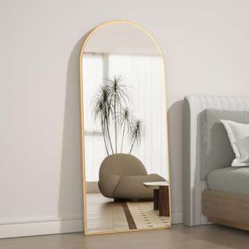 CASSILANDO Full Length Mirror 65" × 24", Floor Mirror,Standing Mirror, Against Wall for Bedroom,Dressing and Wall-Mounted Thin Frame Mirror… (Large Mirror-Gold, 65 x 24)