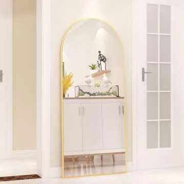 CASSILANDO Full Length Mirror 65" × 24", Floor Mirror,Standing Mirror, Against Wall for Bedroom,Dressing and Wall-Mounted Thin Frame Mirror… (Large Mirror-Gold, 65 x 24)