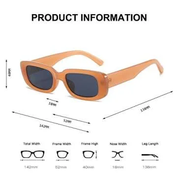 BUTABY Rectangle Sunglasses for Women Retro Driving Glasses 90’s Vintage Fashion Narrow Square Frame UV400 Protection Beige