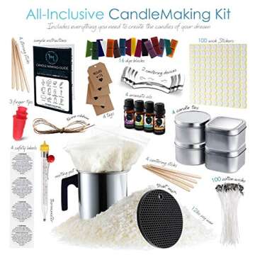 Hearth & Harbor DIY Candle Making Kit for Adults and Kids, Candle Making Supplies, 12 Lbs. Soy Candle Wax Flakes, Complete Soy Candle Kit Making, Premium Candle Making Set